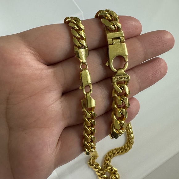 Men’s Jaxxon 14k Gold- Bonded Cuban Link Chain and Bracelet set - Picture 2 of 6